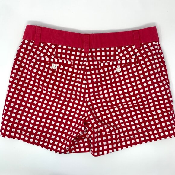 Tommy Hilfiger Red and White Squares Flat Front Cotton Women's Shorts Size 6 - Picture 2 of 8